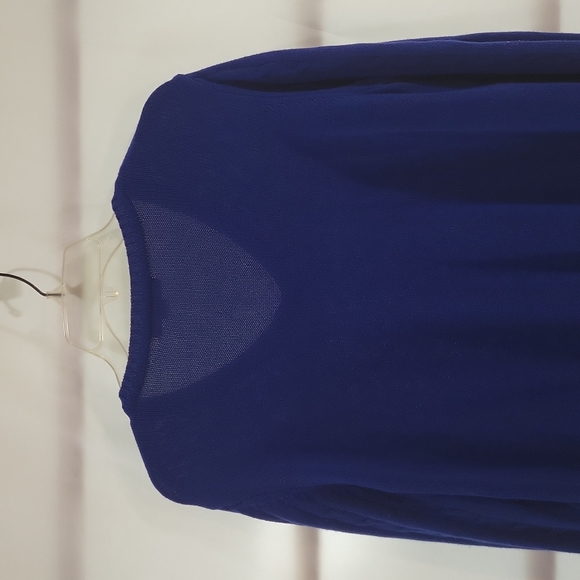 Pre-owned Blue Woman Within Long Sleeve V-Neck Sweater - Picture 6 of 11